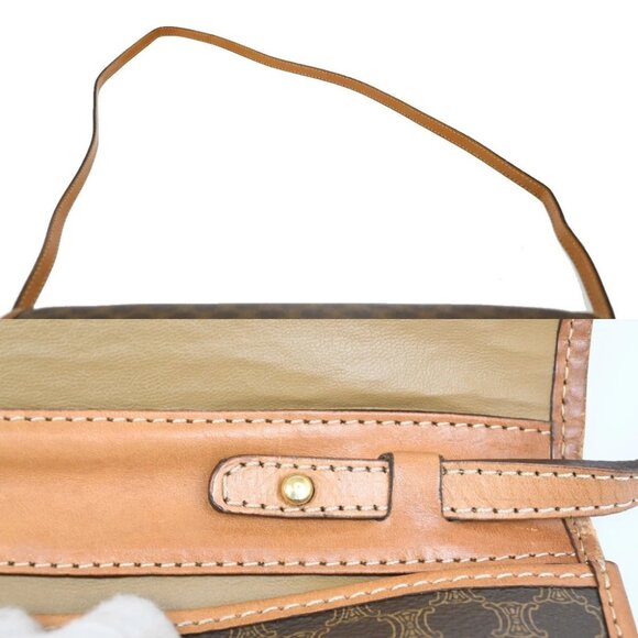 CELINE Logo Macadam Pattern 2Way Shoulder Bag PVC Leather Brown Italy - Picture 7 of 16